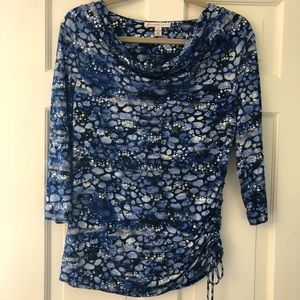 JM Collection Blue Sequined Top
